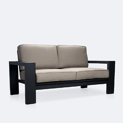 Shoreline Loveseat - Black Frame, Cast Shale Cushions