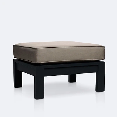 Shoreline Ottoman - Black Frame, Cast Shale Cushion