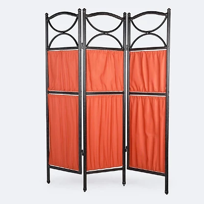 Folding 3 Panel Privacy Screen - Black Tippet and Terracotta