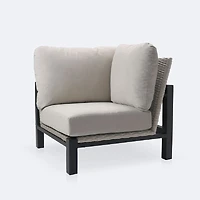 Troy Corner Chair - Black Frame - Beige Cushions