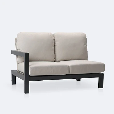 Troy Left Hand Facing Loveseat- Black Frame - Beige Cushions