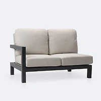 Troy Left Hand Facing Loveseat- Black Frame - Beige Cushions