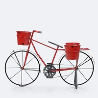 Decorative Metal Bicycle Planter - Red