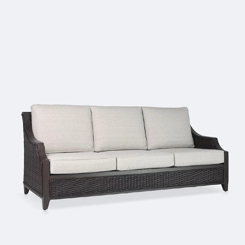 Vienna Sofa - Brown Frame/Wicker, Linen Cushions