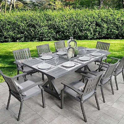 Belvedere Dining Set - 8 Seat -Brushed Grey