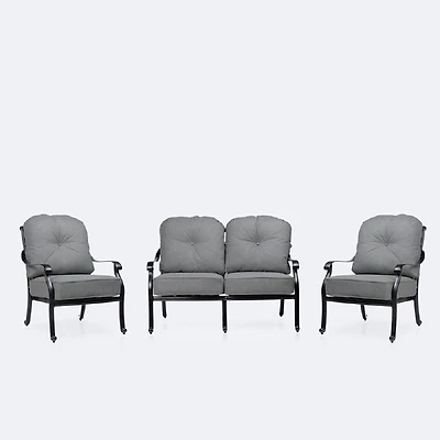 Blanca Loveseat Conversation Set – Black Tippet Frame – Dark Grey Cushions
