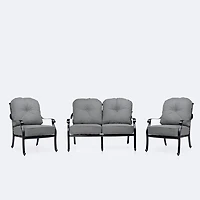 Blanca Loveseat Conversation Set – Black Tippet Frame – Dark Grey Cushions