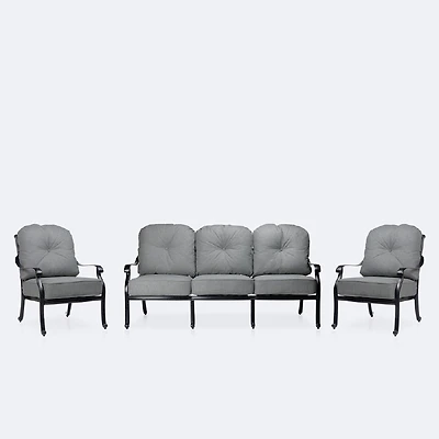 Blanca Sofa Conversation Set – Black Tippet Frame – Dark Grey Cushions