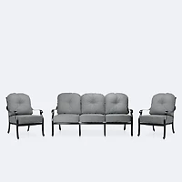 Blanca Sofa Conversation Set – Black Tippet Frame – Dark Grey Cushions