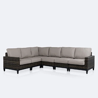 Carter  Sectional Set -  Brown Mixed Wicker/ Taupe cushion