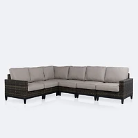 Carter  Sectional Set -  Brown Mixed Wicker/ Taupe cushion