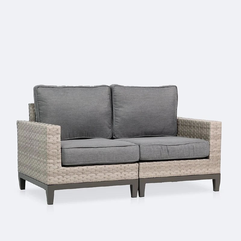 Catalina Loveseat- Taupe/Grey Wicker-Grey Cushions