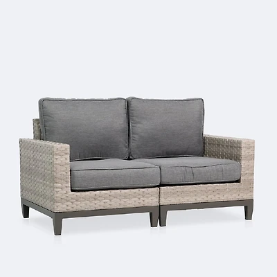 Catalina Loveseat- Taupe/Grey Wicker-Grey Cushions