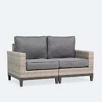 Catalina Loveseat- Taupe/Grey Wicker-Grey Cushions