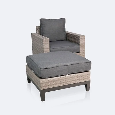 Catalina Club Chair and Ottoman Set - Grey