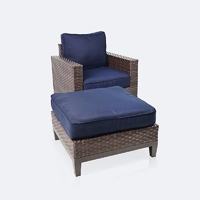 Catalina Club Chair and Ottoman Set - Navy