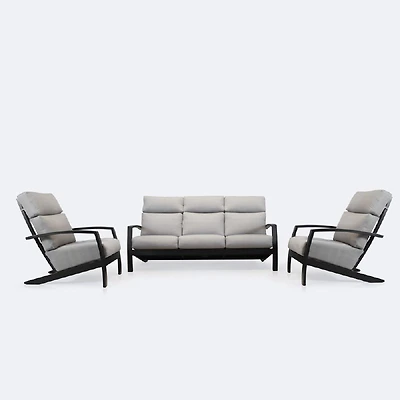 Cole Sofa Conversation Set- Black Frame - Light Grey Cushion