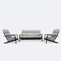 Cole Sofa Conversation Set- Black Frame - Light Grey Cushion