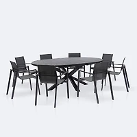 Darwin - Holland Dining Set - 8 Seat - Black