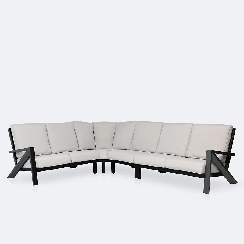 Eros L Shaped Sectional - Black Frame, Sand Cushions