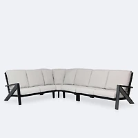 Eros L Shaped Sectional - Black Frame, Sand Cushions