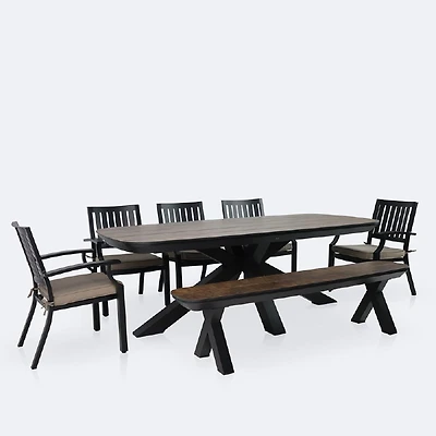 Ethan Dining Set with Ethan Bench and Belvedere Armchairs - Black