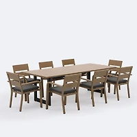 Harbour Dining Set - Seats 8 -  Woodlook Frame  /  Dark Grey Cushion