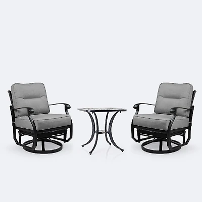 Ivy Swivel Club Chair Set - Black Tippet Frame – Dark Grey Cushions