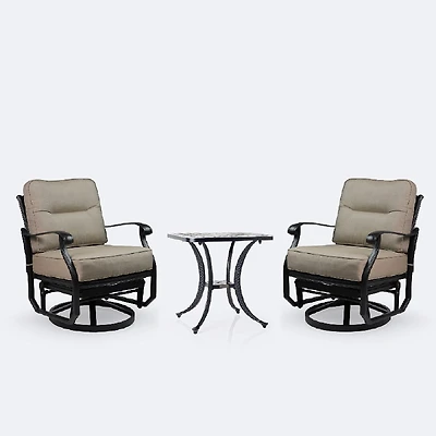 Ivy Swivel Club Chair Set - Black Tippet Frame – Taupe Cushions