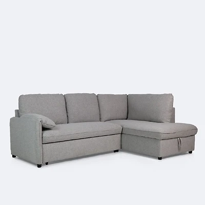 Maddox Right Hand Facing Sleeper Sectional with Storage Chaise - Grey