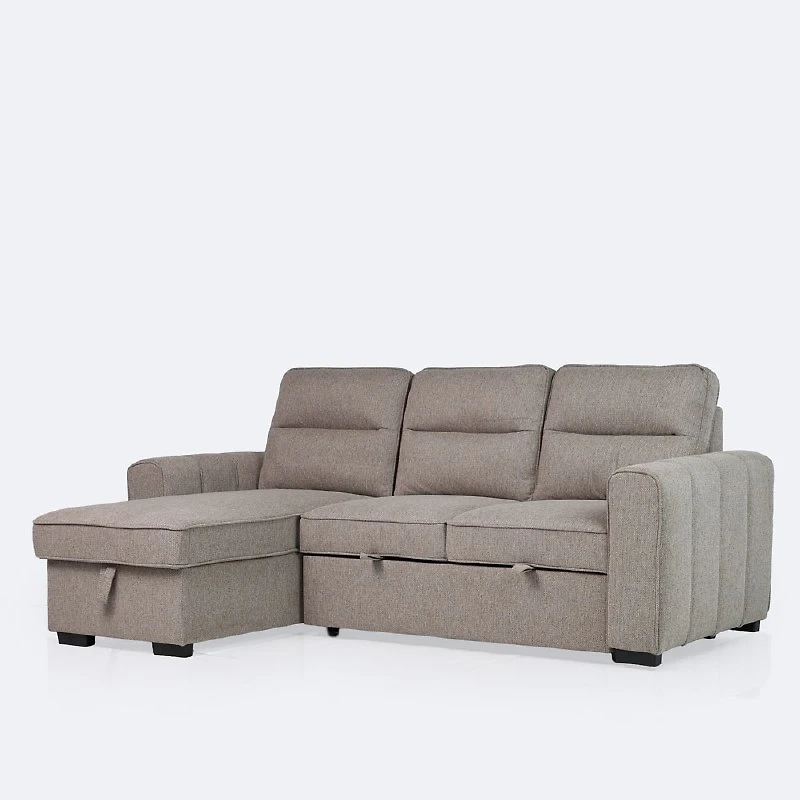 Morris Reversible Sleeper Sectional with Storage Chaise - Taupe