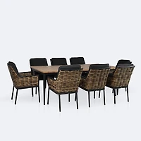 Sedona Dining Set - Seats 8- Wood-Look Finish