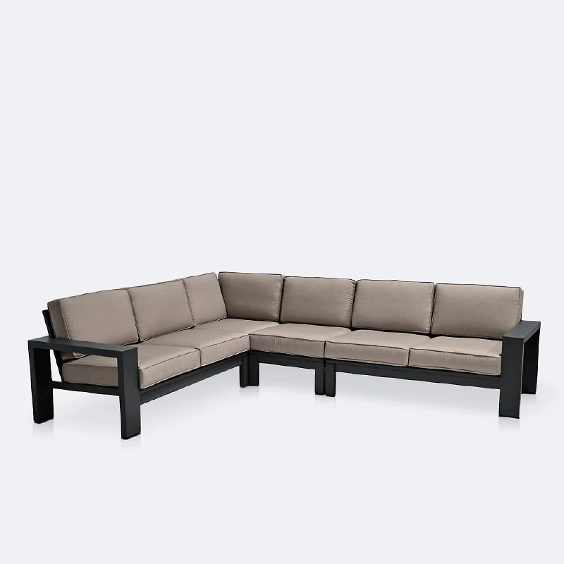Shoreline L-Shape Sectional - Black Frame, Cast Shale Cushions