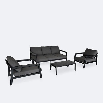 Switch Conversation Set with Coffee Table  -Black Frame / Dotbella Thunder Grey Cushion