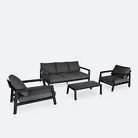 Switch Conversation Set with Coffee Table  -Black Frame / Dotbella Thunder Grey Cushion