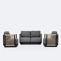 Tova Loveseat Conversation Set - - Black Frame, Ash Gray Cushions