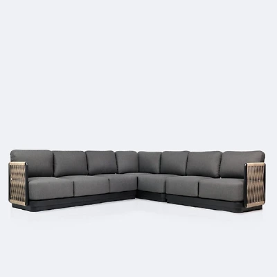 Tova Large Sectional - Black Frame, Ash Gray Cushions