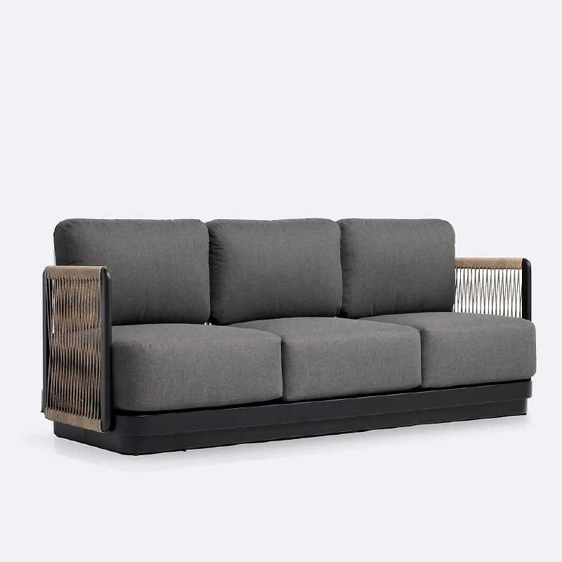 Tova Sofa - Black Frame, Ash Gray Cushions