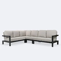 Troy Sectional - Black Frame - Beige Cushions