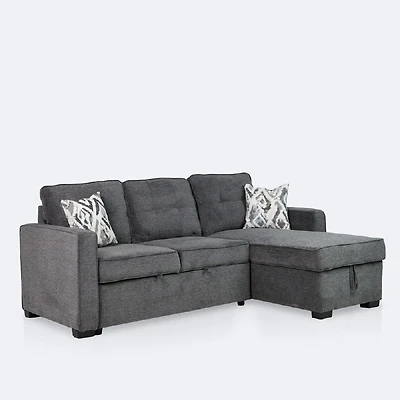 Willow Reversible Sleeper Sectional with Storage Chaise - Grey