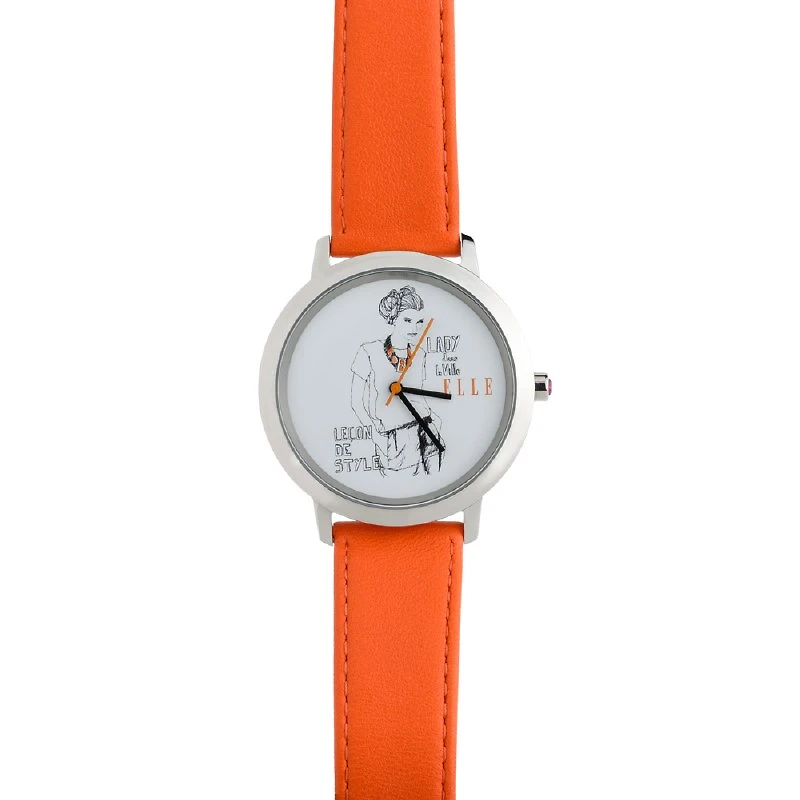 ELLE WH DIAL ORANGE STR WATCH