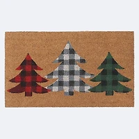 Coir Door Mat-Plaid Trees