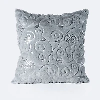 Furry Pillow-Silver Snowflakes