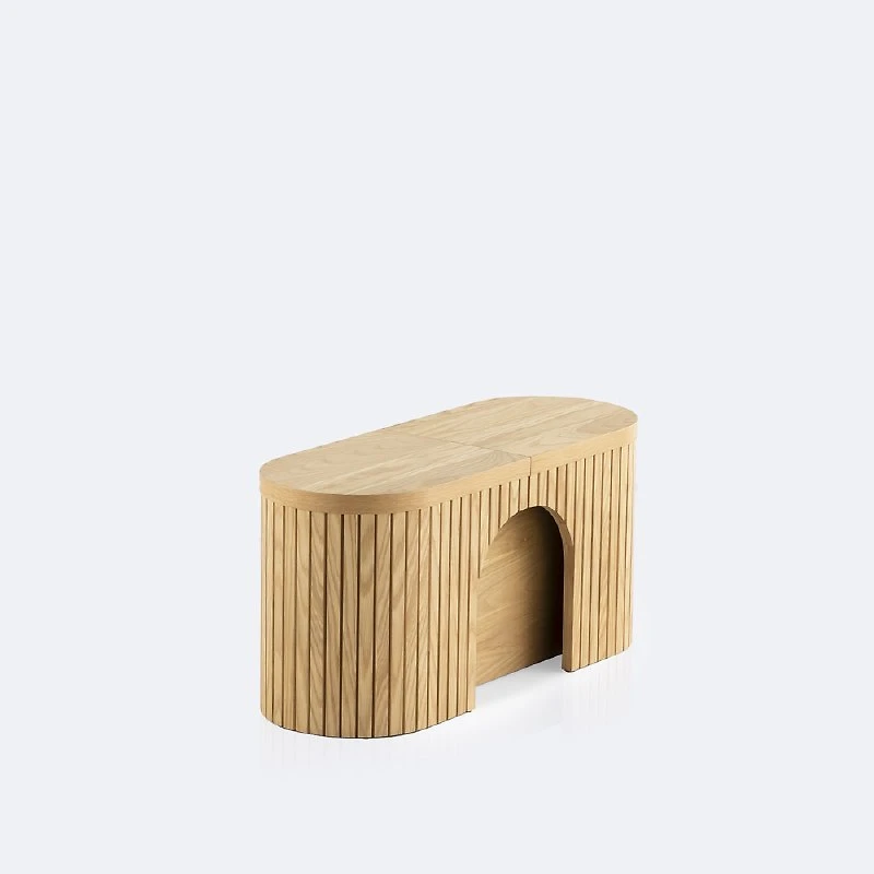 Transformer Round Bench - Scandinavian Oak