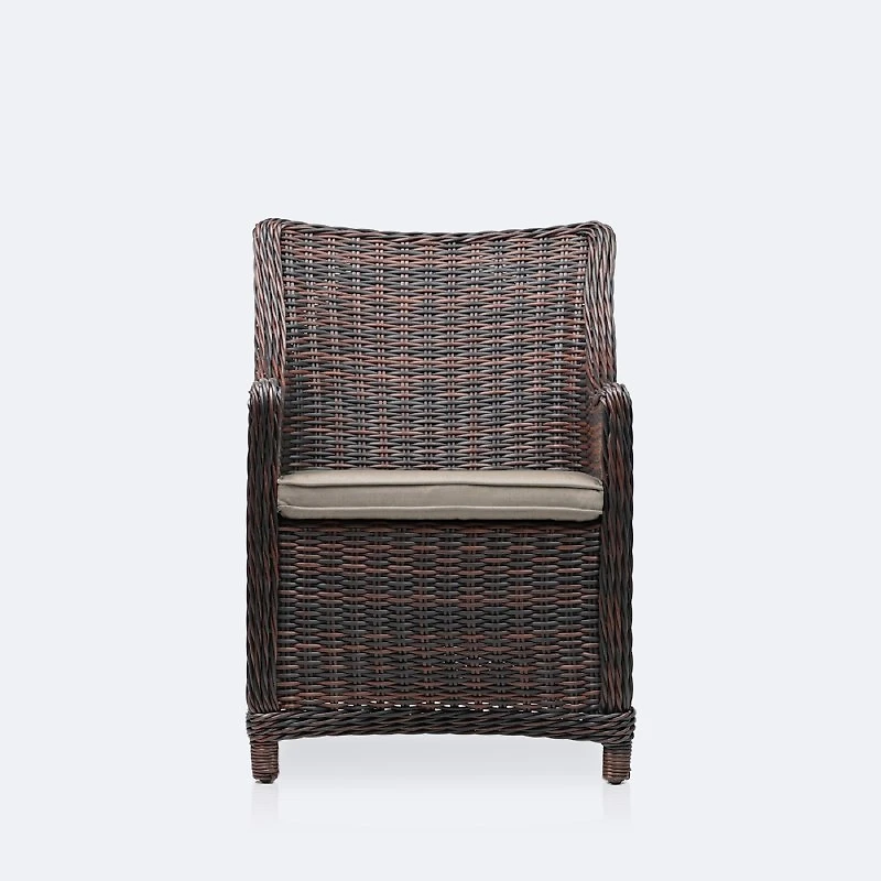 Willow Dining Armchair - Brown Mixed Wicker/Sand Cushion