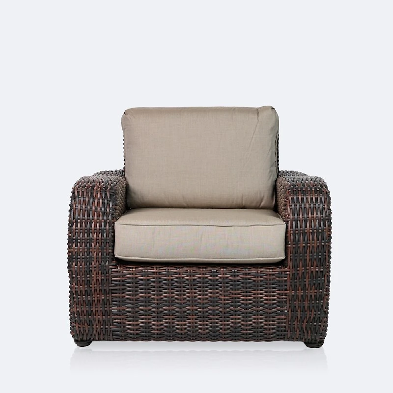 Willow Club Chair - Brown Mixed Wicker/Sand Cushion