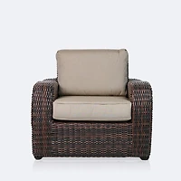 Willow Club Chair - Brown Mixed Wicker/Sand Cushion