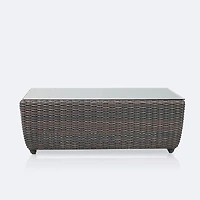 Willow Coffee Table - Brown Mixed Wicker/Glass Top