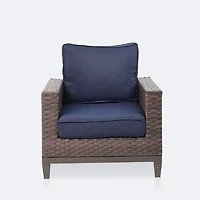 Catalina Club Chair- Brown Wicker- Navy Cushions