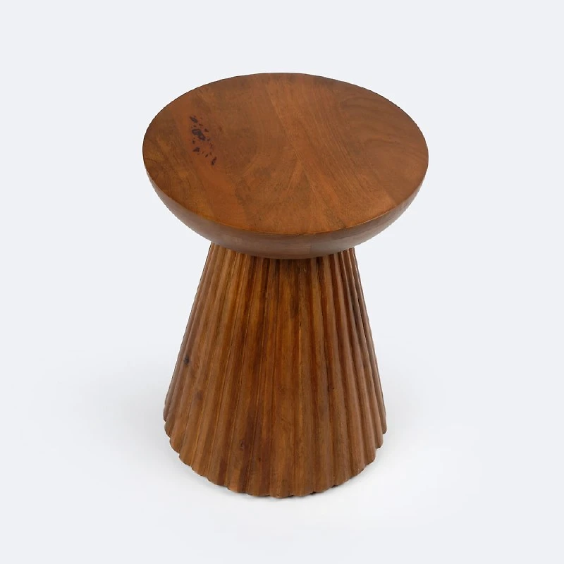 Ambrose Hourglass Accent Table - Natural Shesham